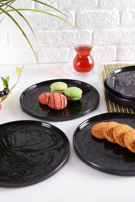 Hermia Milano 6PTAD Juego de Platos de Postre Antracita 20 cm de Vidrio Hermia Milano 6PTAD Juego de Platos de Postre Antracita 20 cm de Vidrio